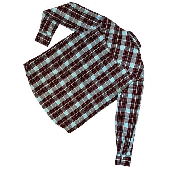 Dickies Men's Western Shirt Medium Plaid Pearl Snaps Relaxed Fit Ranch Rodeo EUC - Picture 8 of 9